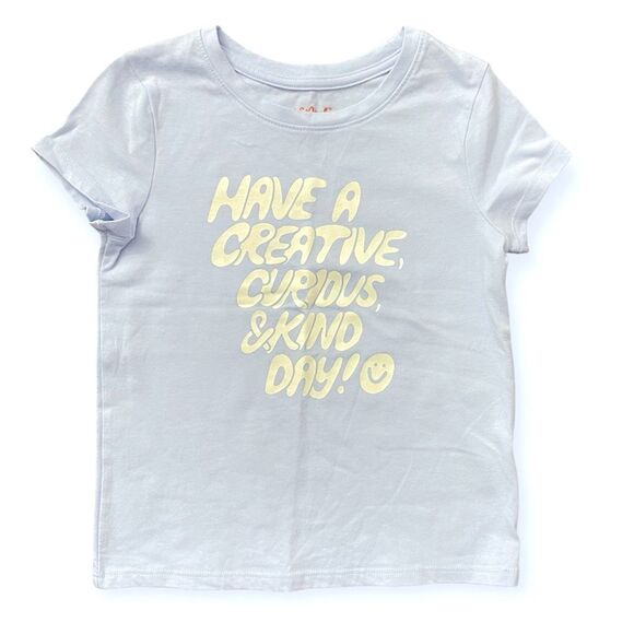 Cat & Jack Girl’s Blue HAVE A CREATIVE, CURIOUS, & KIND DAY Crewneck Graphic Tee - Picture 1 of 7